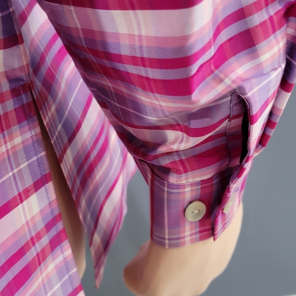 Silk Lore silk plaid blouse L - Picture 7 of 8